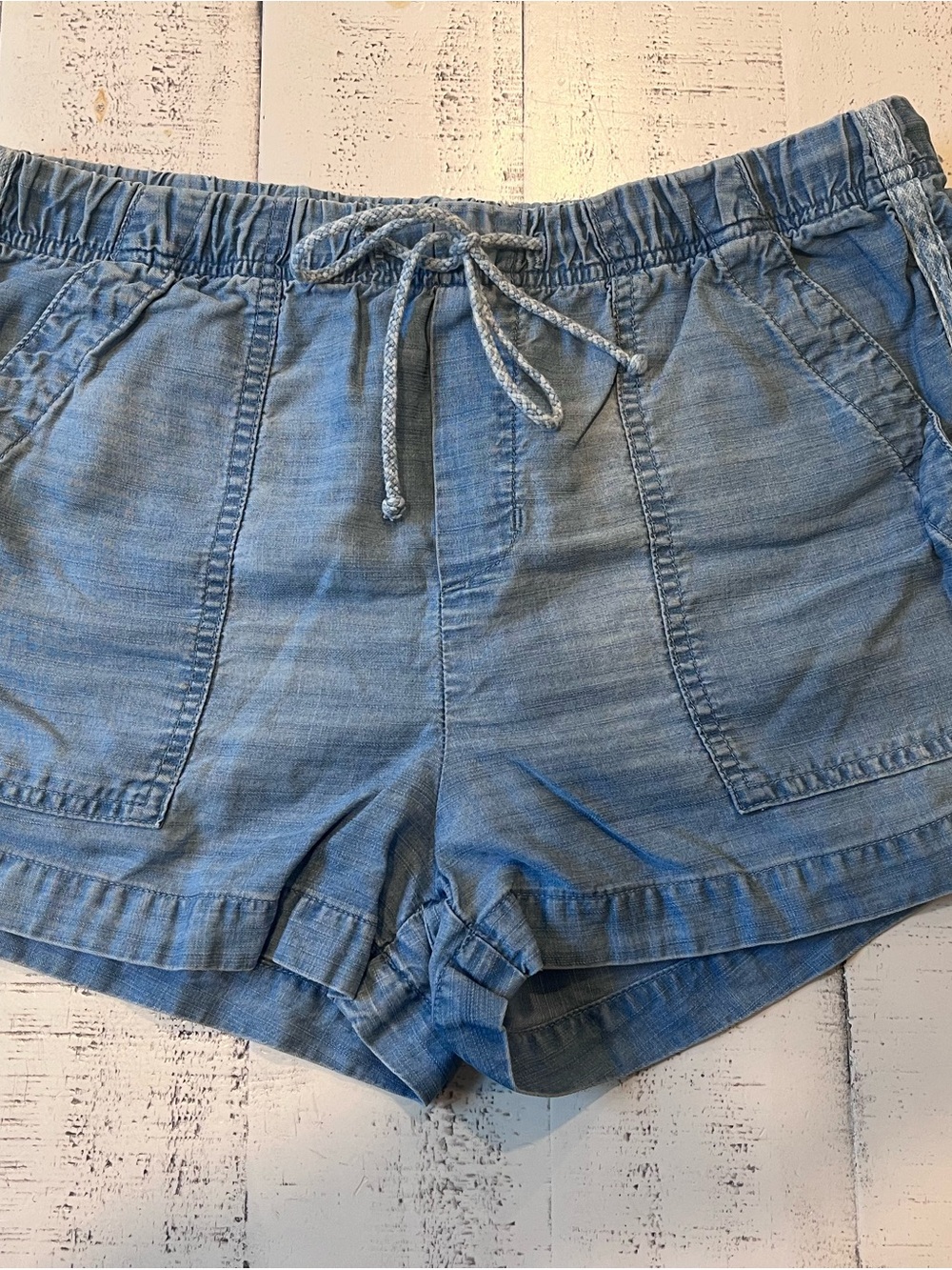 cloth & stone Light Blue High-Waist Drawstring Shorts